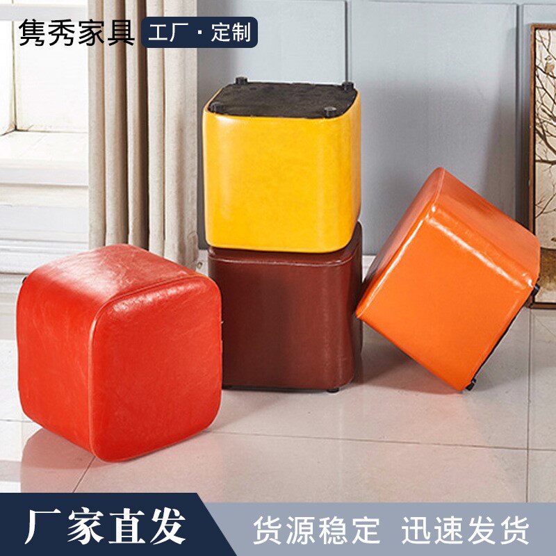批发皮墩沙发凳家用穿鞋PU软包方凳懒人客厅沙发装饰凳展会休闲凳