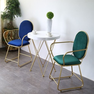 北欧简约铁艺金色椅咖啡椅餐厅桌椅休闲酒吧卡座沙发椅梳妆椅包邮