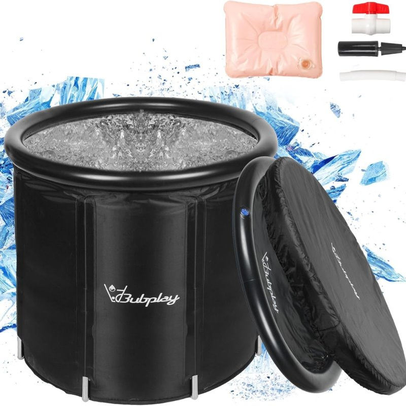 便携式冰浴盆冷水处理充气可折叠管带盖子大号可折叠