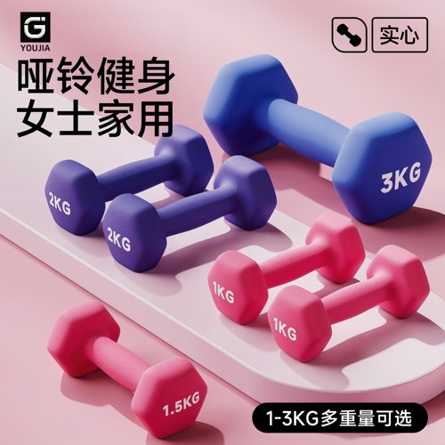 哑铃女士健身家用2kg3kg实心哑铃