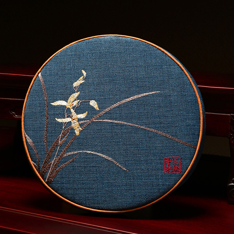 圆形坐垫中式红木椅子q垫实木小圆垫鼓凳藤椅餐椅垫防滑圆凳子坐