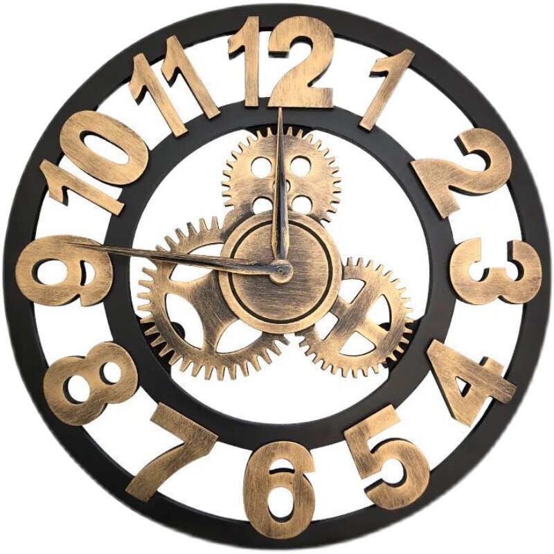 美式欧式复古钟表挂钟客s厅大气罗马数字无框钟表个性创意时尚壁