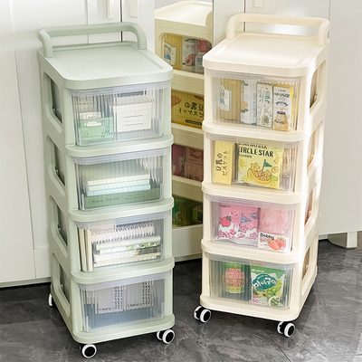 落地小推车置物架抽屉式零食柜多层可移动家用客厅W床头收纳架子