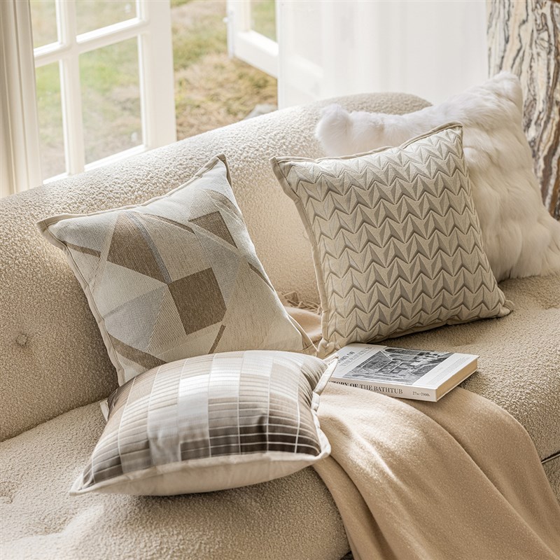 雪尼尔轻奢真狐狸毛绒靠v枕床上靠腰枕样板间客厅沙发抱枕套