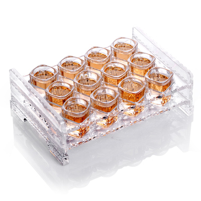 一两白酒杯玻璃烈酒杯一口杯二两酒吧杯子分酒Q器杯架套装方杯家
