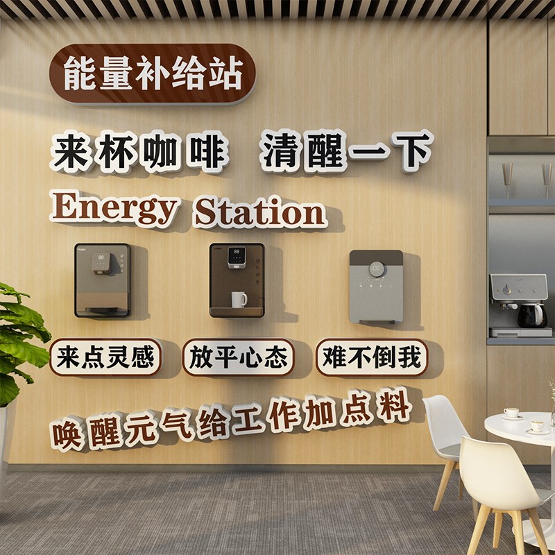 糖果办公室墙面装饰企业文化公司茶水间休息背景布置纸.能量补给