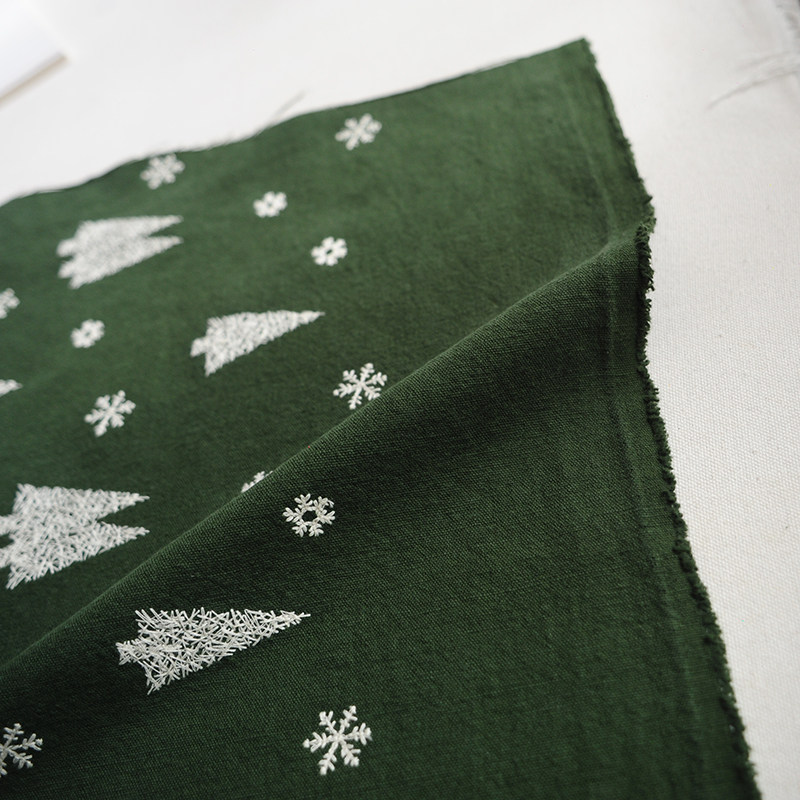 圣诞节布料棉麻刺绣面料q手办桌布沙发抱枕套洗手间厨房半帘面料