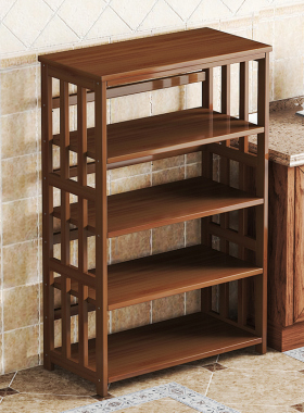 厨房置物架落地多层层柜锅架子家用楠G竹实木阳台微波炉储物收纳