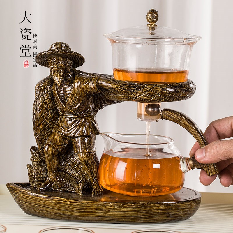 满载而归玻璃懒人自m动茶具套装家用功夫茶杯磁吸茶壶泡茶神器新