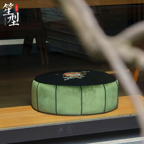 新古典坐墩中式刺绣花蒲团立体懒人沙发露台脚墩榻榻米Z罗汉床坐