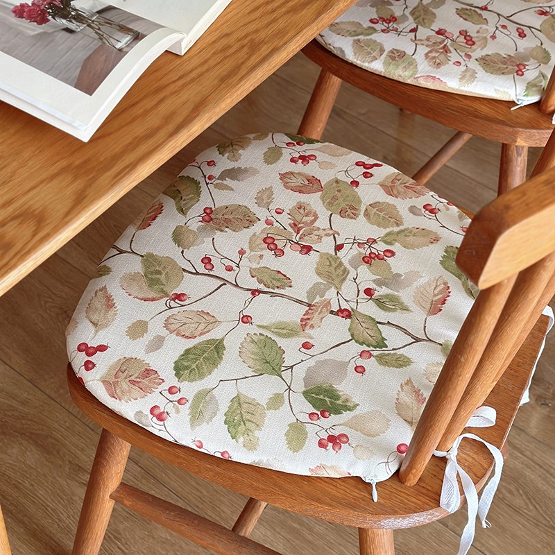 马蹄形温莎椅坐垫美式植物印花椅子座垫防M滑透气垫实木板凳餐椅