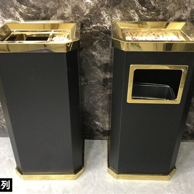 不锈钢圆形垃圾桶酒店环卫大堂立式烟H灰户外果皮箱方形带内桶包