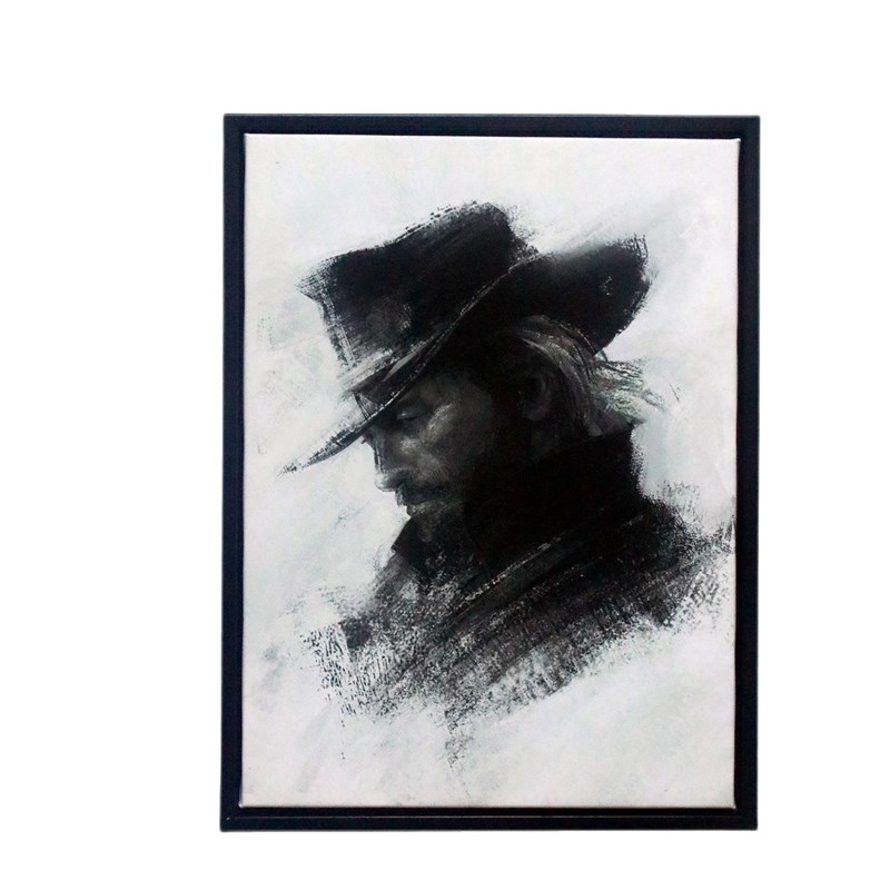 荒野大镖客2亚瑟素描装饰画卧室沙F发背景电竞房墙玄关墙挂画宿舍