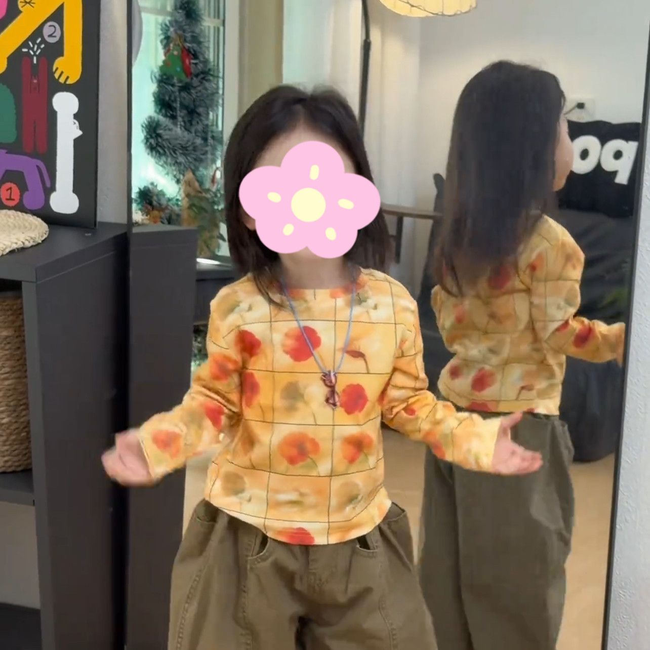 甜美格子小花T恤2026春季女童卡通格子长袖新春打底上衣新款,童装/婴儿装/亲子装,T恤,淘宝优惠券,粉丝福利购,淘宝优惠卷