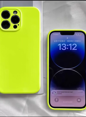 适用苹果14promax手机壳液态16e硅胶ins荧光绿iPhone17promax液态苹果13pro全包15防摔12苹果16pro小红书爆款