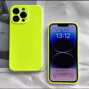 适用苹果14promax手机壳液态16e硅胶ins荧光绿iPhone17promax液态苹果13pro全包15防摔12苹果16pro小红书爆款