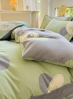 全棉磨毛AB版印花被套100纯棉床单被罩学生宿舍家用被单枕套被套