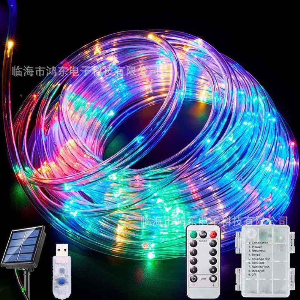 o装饰led灯子灯能太阳灯串铜线彩管灯户外STP庭院围灯防水露营氛