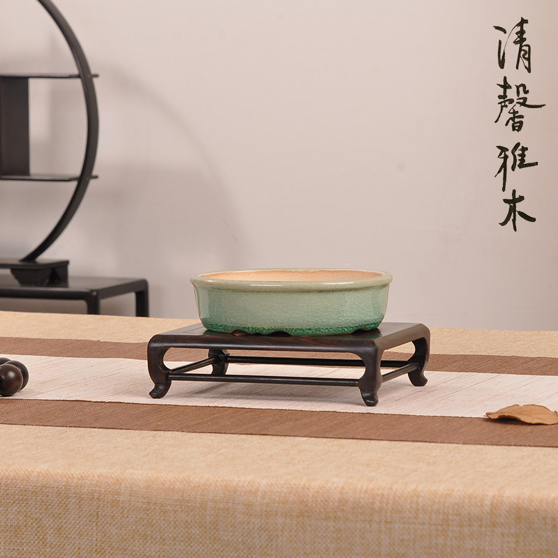 黑檀明式方台红木茶壶盆景玉器文玩奇石印K章花盆摆件底座实木中