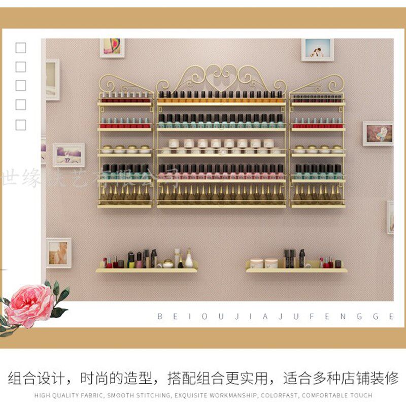 包邮美甲店展示架壁挂指甲油架子C甲油胶置物架口红化妆品铁艺烟