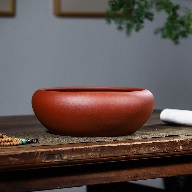 特大号无孔紫砂铜钱草水培花盆圆盆碗G莲一叶莲塔竹上水石专用花