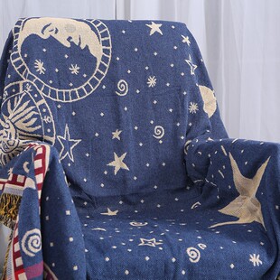 新款包邮美式乡村沙发毯休闲毯全棉线毯艺术挂毯盖Y巾沙发巾星空