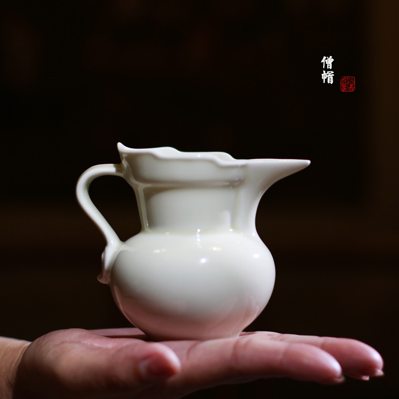 定窑定瓷仿古茶具白釉陶瓷药釉僧帽公道杯茶O海分茶器曲阳原产地