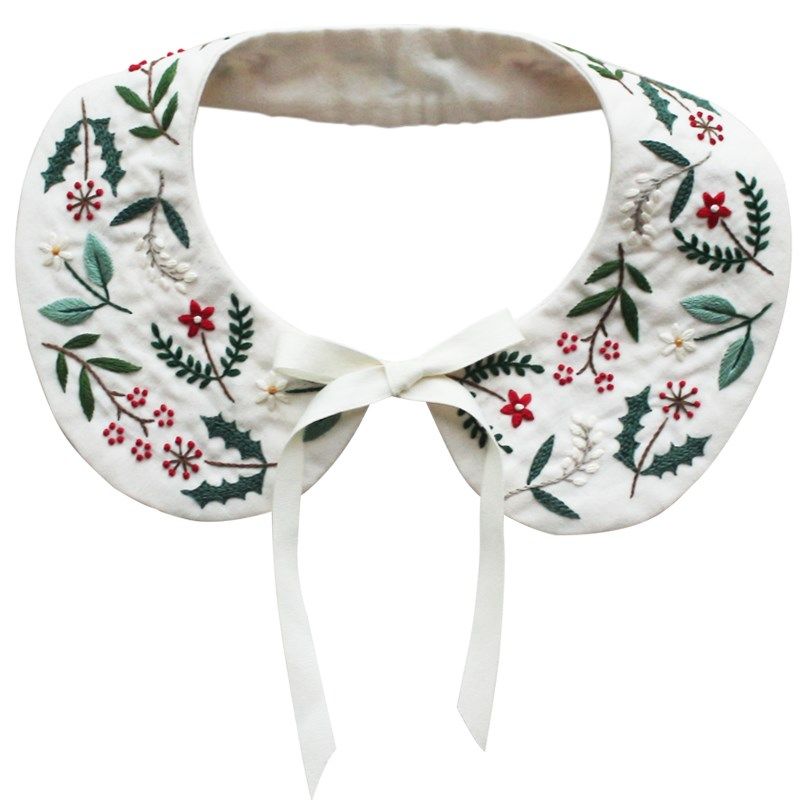 圣诞节礼物复古森系花朵刺s绣毛衣假领亲子装假衣领手工diy材料包