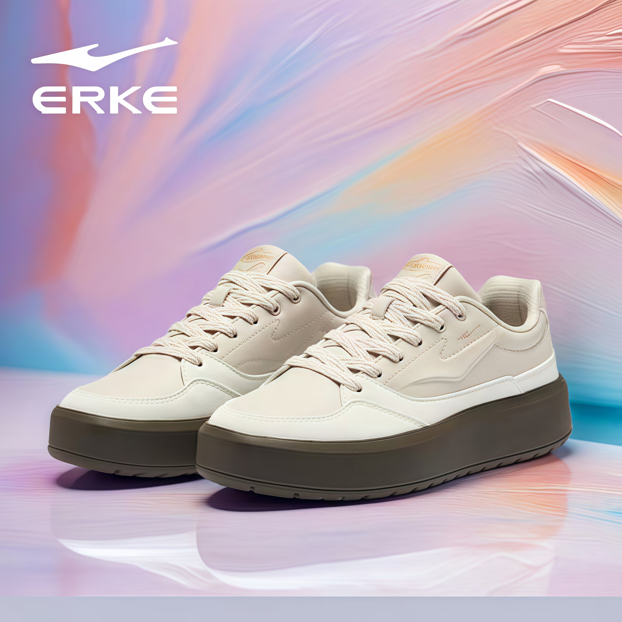 鸿星尔克女鞋2026夏季新款女生时尚小白鞋厚底增高百搭休闲滑板鞋