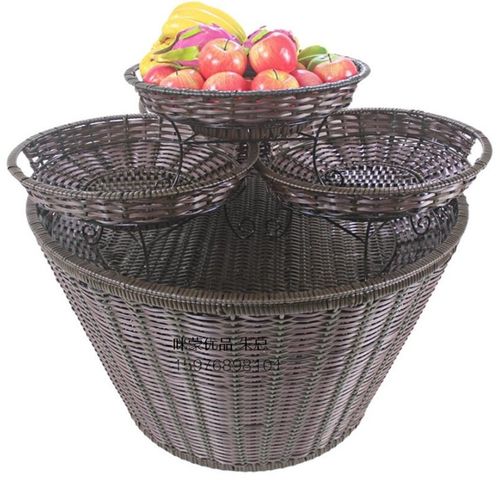 商铺堆头篮藤编水果篮p收纳筐货架陈列框超市果蔬编织便利店地堆