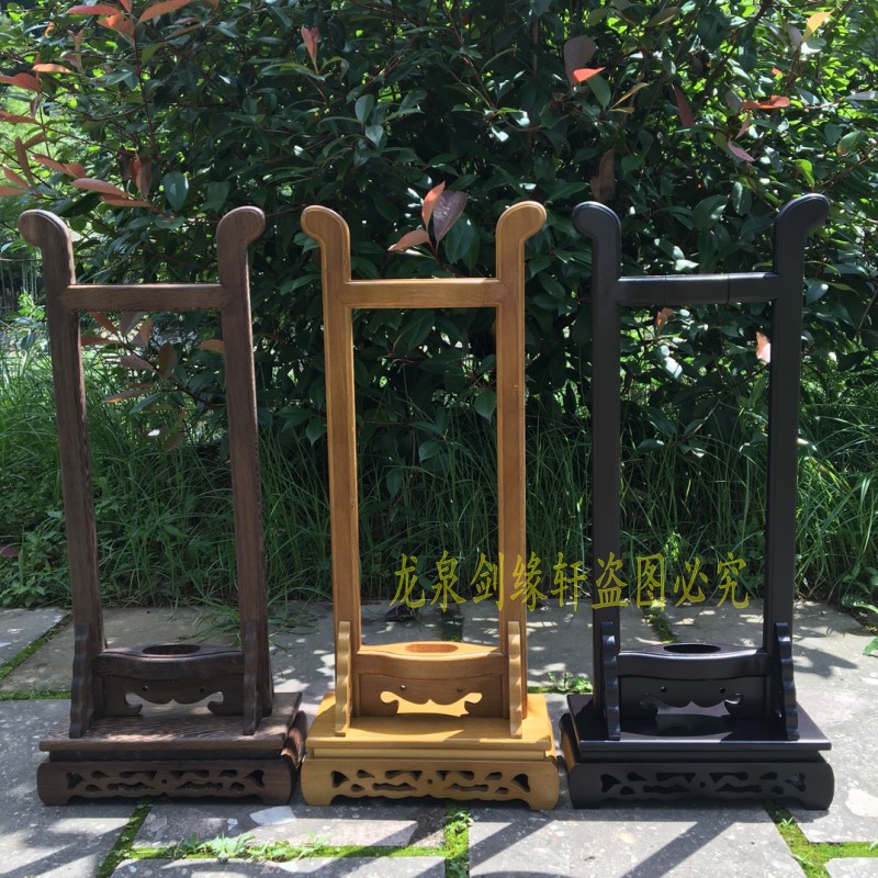 宝剑架子实木托架落地式刀剑展y示架立式剑托鸡翅木红木底座兵器