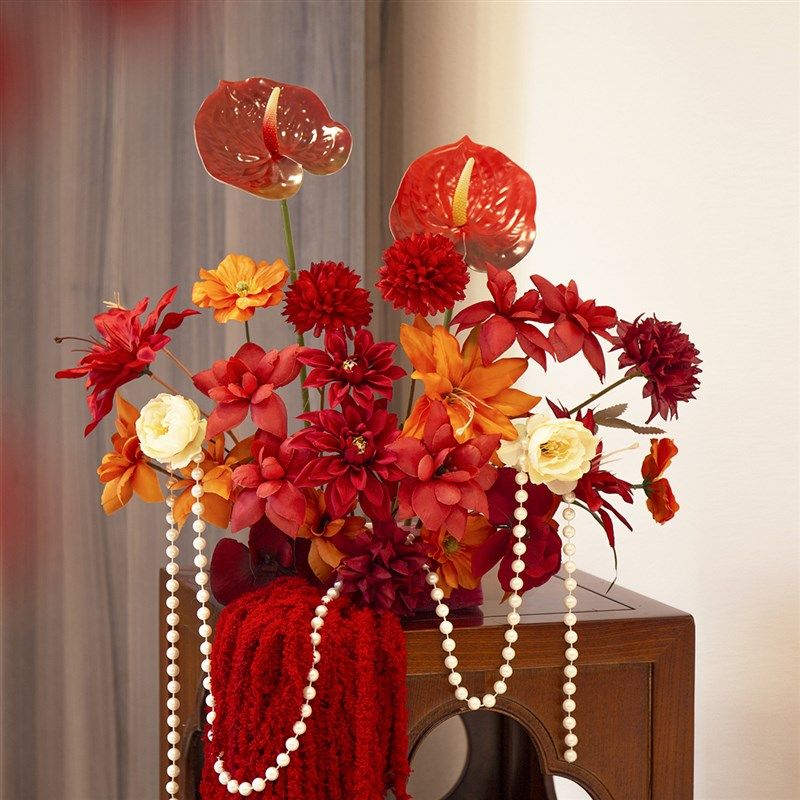 婚房桌面装饰花艺小景茶几床头装饰订婚花U排摆台仿真花,节庆用品/礼品,婚房装扮用品,淘宝优惠券,粉丝福利购,淘宝优惠卷