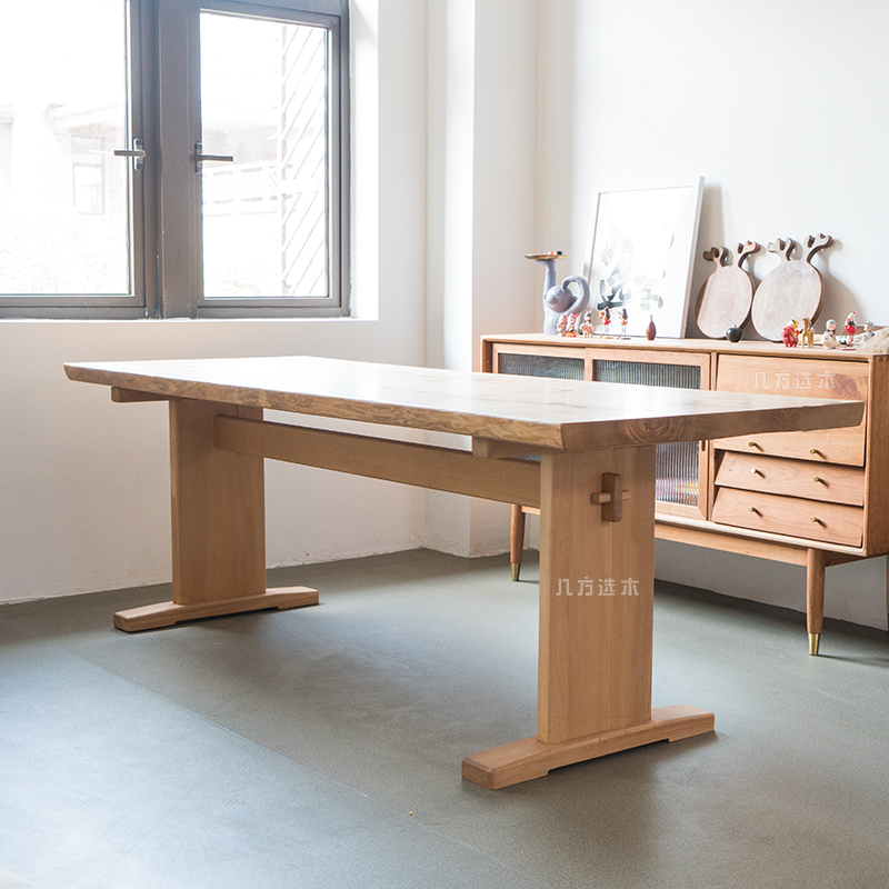 几方选木丨d大板桌腿胡桃木白蜡木铁艺腿极简金属腿亚克力腿免安