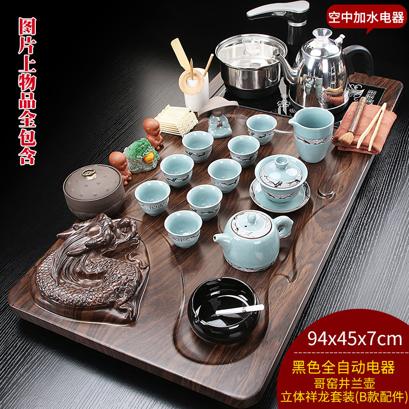 整套功夫茶具套组家用客厅全自动一体泡茶台烧P水壶茶盘茶桌茶海J图片