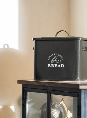 美式乡村复古黑色搪瓷铁艺收x纳罐桌面收纳盒摆件咖啡厅铁艺装饰