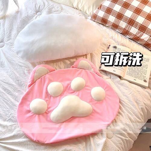 毛绒猫爪抱枕床头靠垫可拆洗软包学E生宿舍看书玩手机靠背枕头床