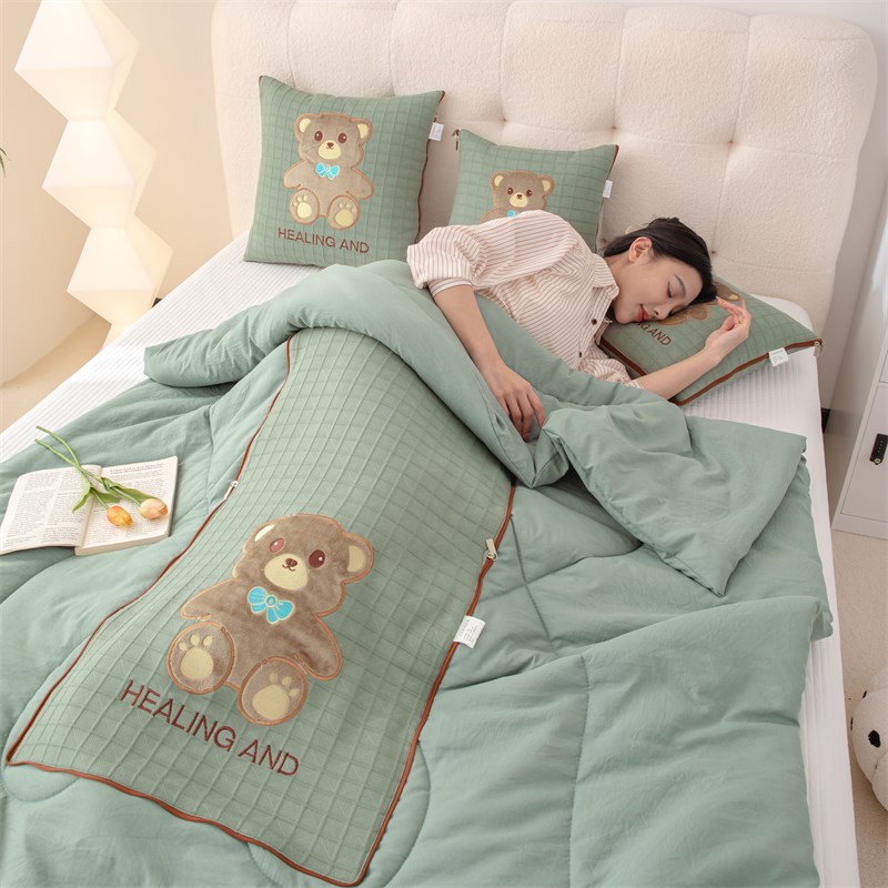 抱枕被子两用四季车载多功能汽车可爱折叠靠枕午休二合.一夏凉被