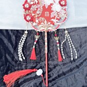 团扇喜扇新d娘结婚中式 婚礼秀禾服出嫁婚扇高级diy材料红色双面扇