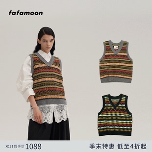 2024双面穿背心马夹宽松费尔岛 fafamoon设计师品牌 博主同款