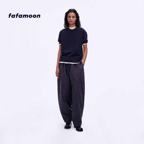 【2026秋冬新品】fafamoon设计师品牌假两件五分袖T恤
