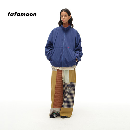 fafamoon设计师品牌秋冬女士两面穿抓绒拉链外套