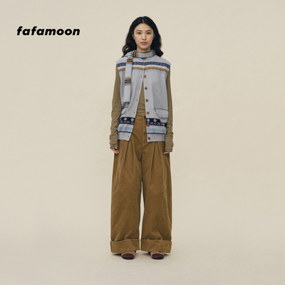 【2026早春胶囊系列】fafamoon设计师品牌阔腿直筒休闲灯芯绒长裤