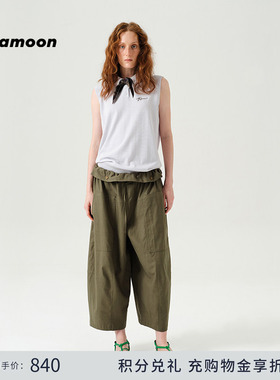 fafamoon设计师品牌2025夏季新品翻腰头量感八分裤纯色休闲工装裤