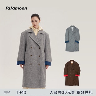 双排扣风衣领宽肩大衣外套女 新款 fafamoon设计师品牌 2024冬季
