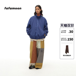fafamoon设计师品牌秋冬女士两面穿抓绒拉链外套