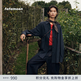 衬衣女 长袖 fafamoon设计师品牌夏季 丝巾挂面水洗感衬衫
