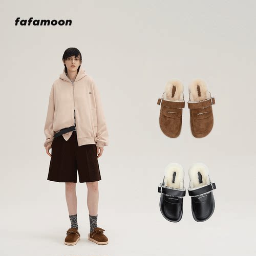fafamoon 2024年秋冬两穿勃肯毛毛拖鞋