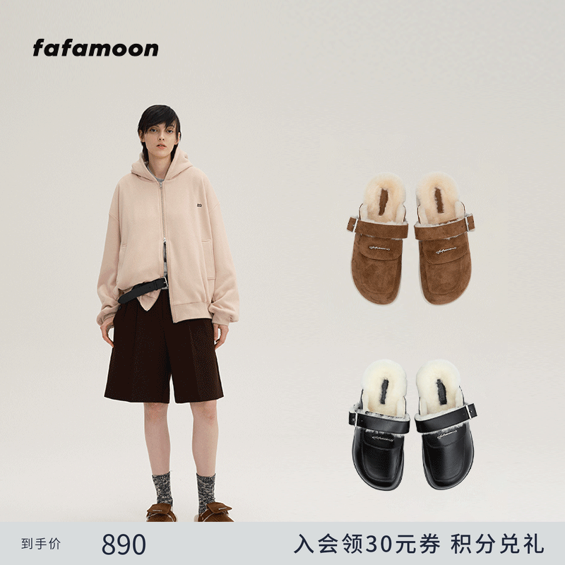 【新品】fafamoon 2024年秋冬两穿勃肯毛毛拖鞋