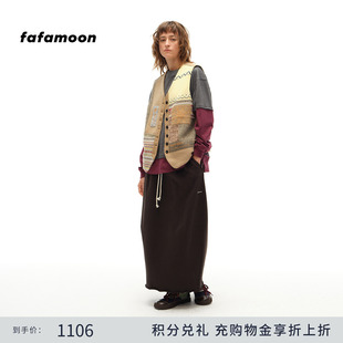 【2025秋冬新品】fafamoon设计师品牌 休闲宽松卷边长款半身卫裙