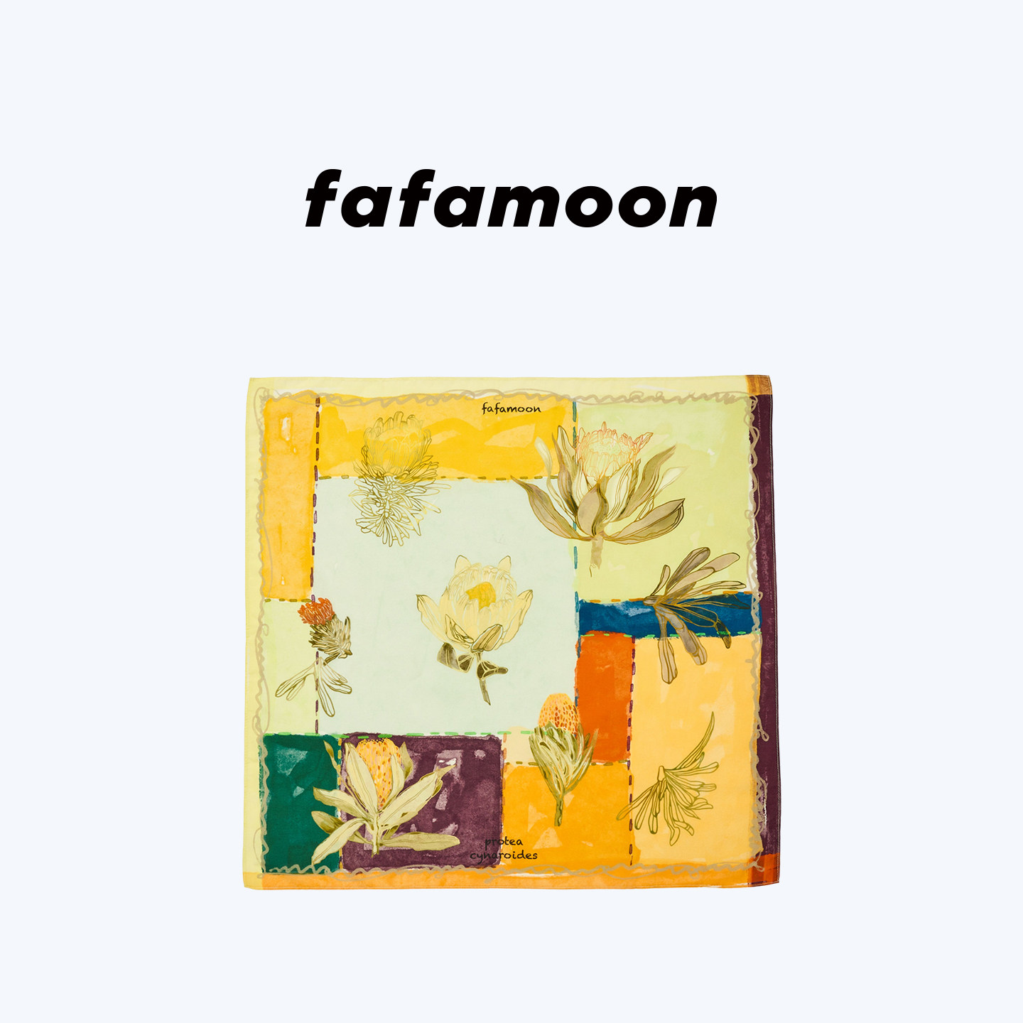 【2026早秋新品】fafamoon设计师品牌 夏日花卉印花丝棉方巾